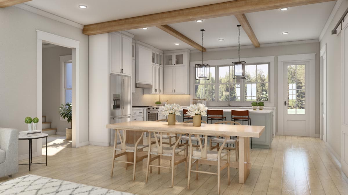 Plan 51865HZ: 2-Bedroom Modern Farmhouse Dream Home Plan with Bonus Over Garage - 1448 Sq Ft - Image #7 - Cottage, Country, Farmhouse, Modern Farmhouse, New American, Southern