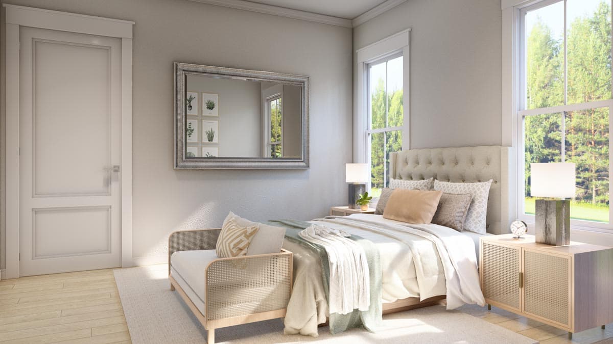 Plan 51865HZ: 2-Bedroom Modern Farmhouse Dream Home Plan with Bonus Over Garage - 1448 Sq Ft - Image #10 - Cottage, Country, Farmhouse, Modern Farmhouse, New American, Southern