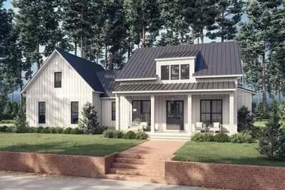 2-Bedroom Modern Farmhouse Dream Home Plan with Bonus Over Garage - 1448 Sq Ft