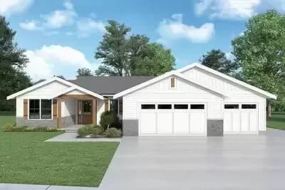 Craftsman House Plan with Split Bedrooms and Covered Patio - 1924 Sq Ft
