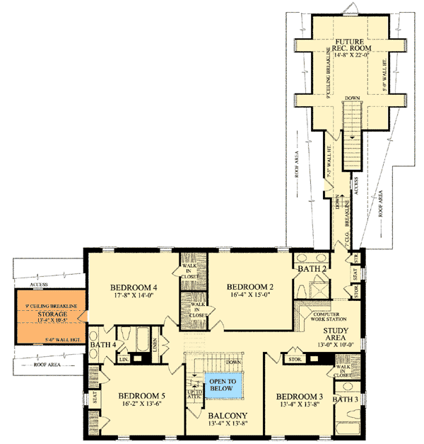 Plan 32516WP: Classic Georgian Home Plan - Floor Plan - 2nd Floor - Georgian, Traditional