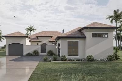 Mediterranean-style House Plan with Split-Load Garage and Large Courtyard