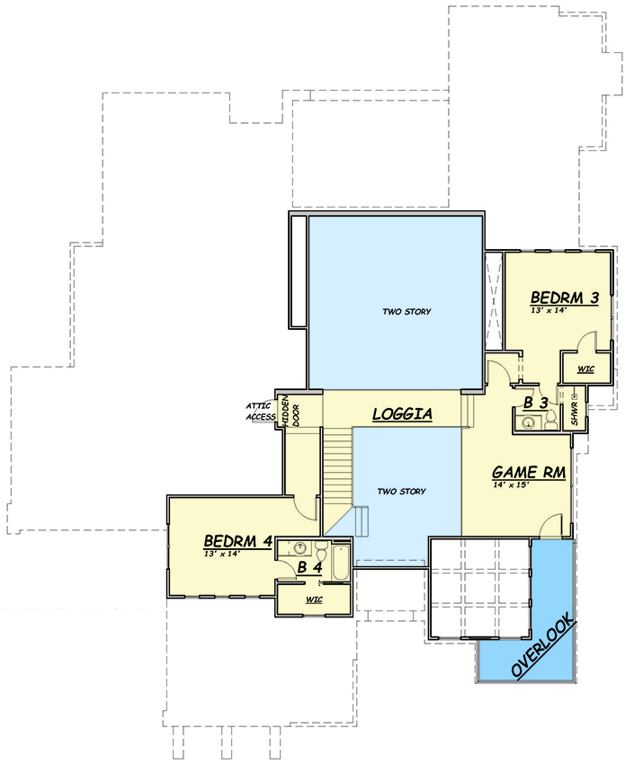 Plan 36661TX: Contemporary Country House Plan with 3-Car Garage and Home Office - Floor Plan - 2nd Floor - Contemporary, European, Transitional