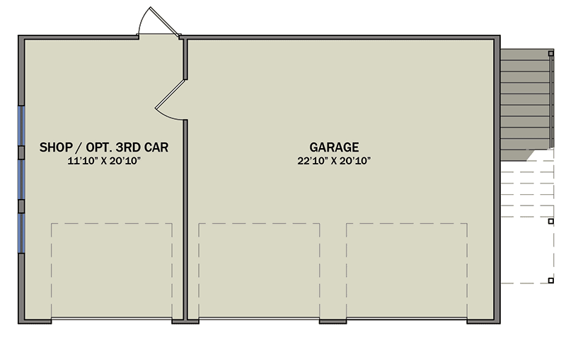 Plan 25419TF: Craftsman Garage Apartment with Ground Floor Shop  - Floor Plan - Main Level - Carriage, Country, Craftsman