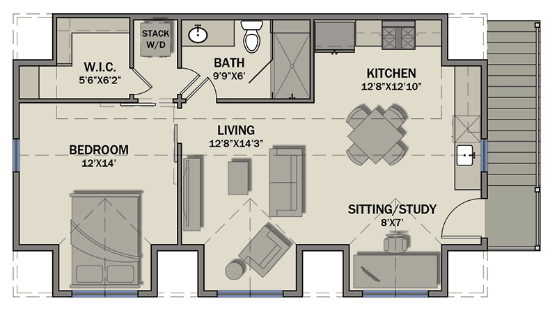 Plan 25419TF: Craftsman Garage Apartment with Ground Floor Shop  - Floor Plan - 2nd Floor - Carriage, Country, Craftsman