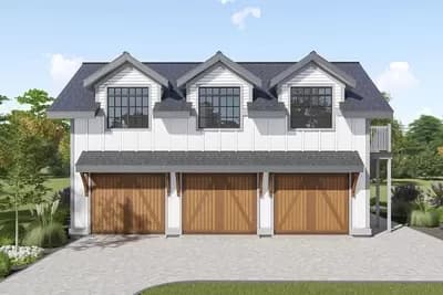 Craftsman Garage Apartment with Ground Floor Shop 