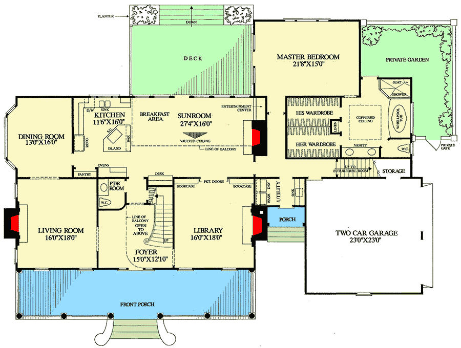 Plan 32535WP: Master Suite with Private Garden - Floor Plan - Main Level - Country, Southern