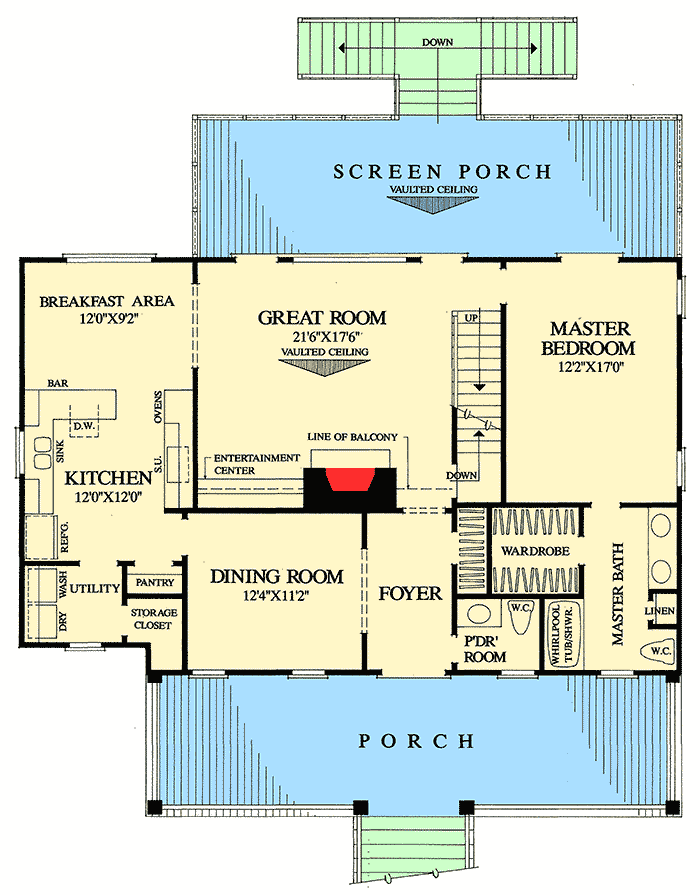 Plan 32536WP: Raised 4 Bedroom Country Home Plan - Floor Plan - Main Level - Country, Low Country, Southern
