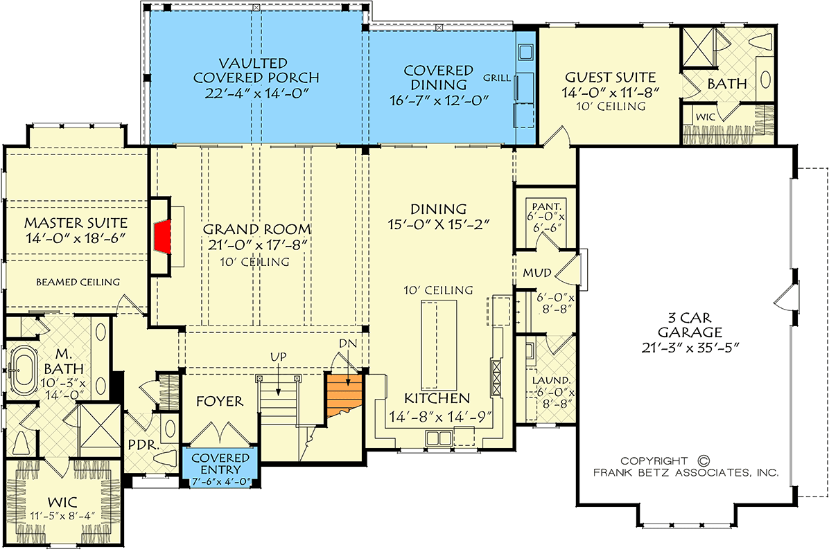 Plan 710392BTZ: 4-Bed House Plan with Home Office or Guest Suite - Floor Plan - Main Level - Acadian, Country, Craftsman, Louisiana-Style, New American, Southern