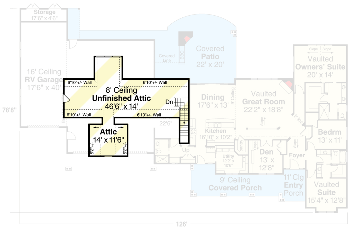 Plan 720045DA: 3-Bed Craftsman Ranch House Plan with RV-Garage Bay - 2792 Sq Ft - Floor Plan - 2nd Floor - Craftsman, Ranch, Traditional