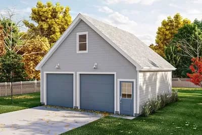 Traditional 2-car Detached Garage with Attic Accessed by Stairs