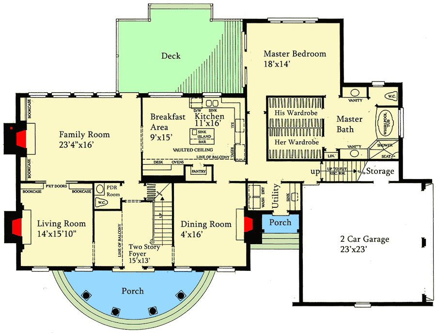 Plan 32558WP: Stunning Front Portico - Floor Plan - Main Level - Southern, Traditional