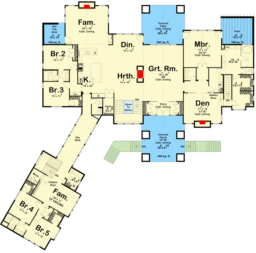 Plan 62389DJ: Modern Mountain House Plan with Angled 3-Car Garage - Floor Plan - Main Level - Craftsman, Mountain, New American, Northwest, Rustic