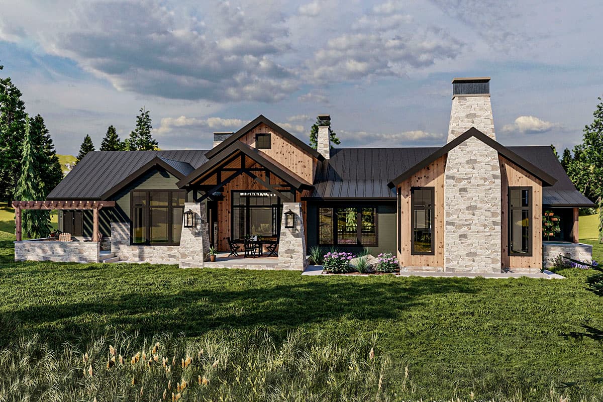 Plan 62389DJ: Modern Mountain House Plan with Angled 3-Car Garage - Image #5 - Craftsman, Mountain, New American, Northwest, Rustic