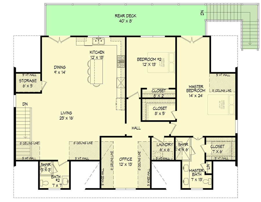 Plan 68771VR: 2-Bed Carriage House Plan with Life-friendly Garage - Floor Plan - 2nd Floor - Carriage, Country, Traditional