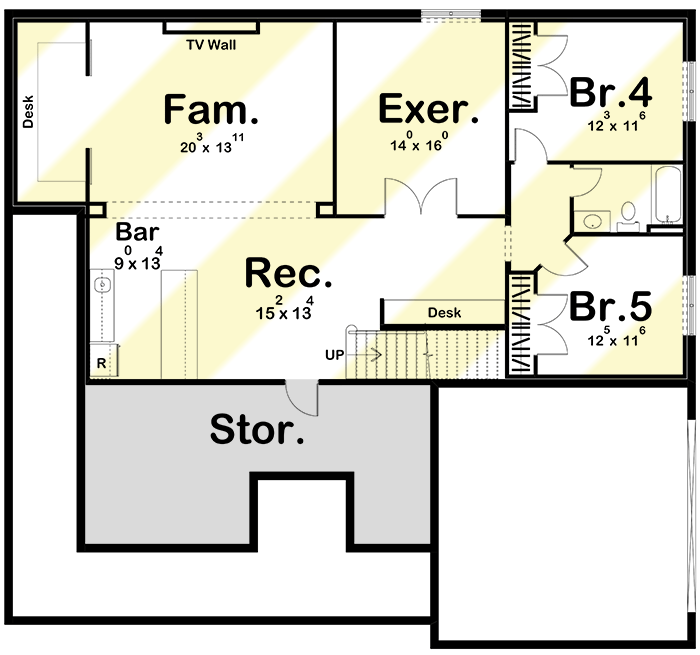 Plan 623000DJ: 3-Bedroom Craftsman Home Plan with Deep Bracketed Eaves and a Wraparound Porch - Floor Plan - Optional Lower Level Layout ($ Paid Option) - Country, Craftsman, New American, Northwest