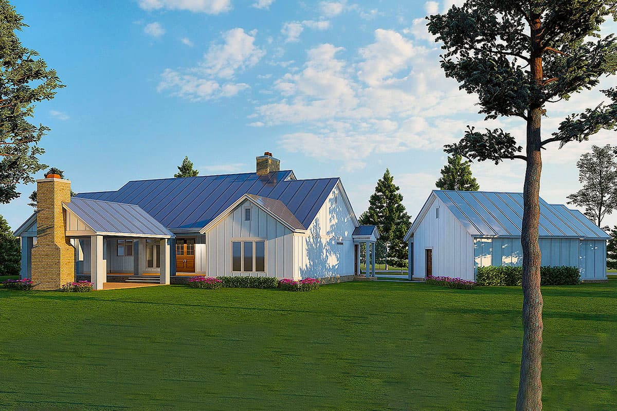 Plan 70811MK: One-Story New American House Plan with Detached 2-Car Garage with Workshop - 2191 Sq Ft - Image #4 - Country, Craftsman, Farmhouse, Modern Farmhouse, New American