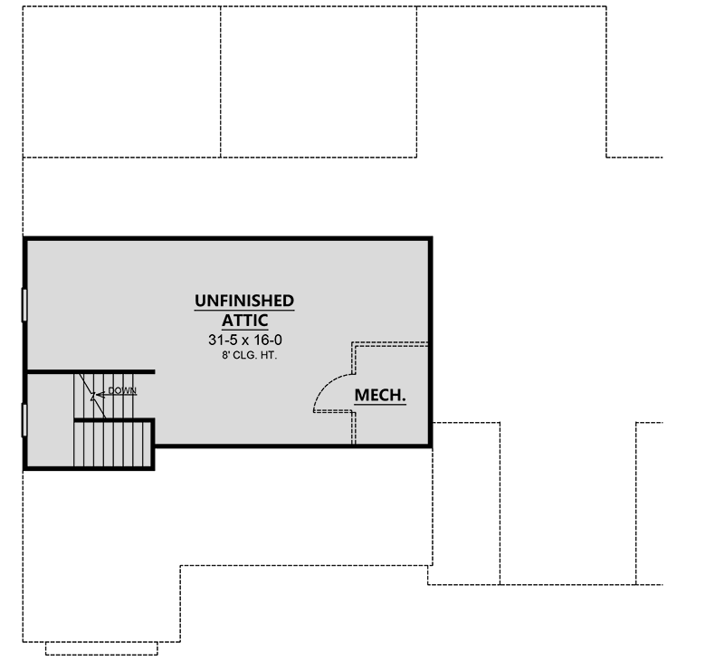 Plan 260010RVC: Modern Farmhouse Plan with Home Office and Screened Porch - 3427 Sq Ft - Floor Plan - Attic Level - Country, Craftsman, Modern Farmhouse, New American, Southern, Traditional