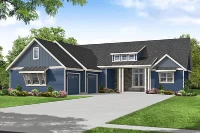 Modern Craftsman House Plan with Vaulted Covered Patio and Work-From-Home Space