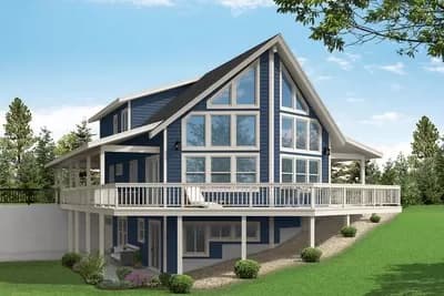 Hillside Lake House Plan with Full Wraparound Porch - 2906 Sq Ft