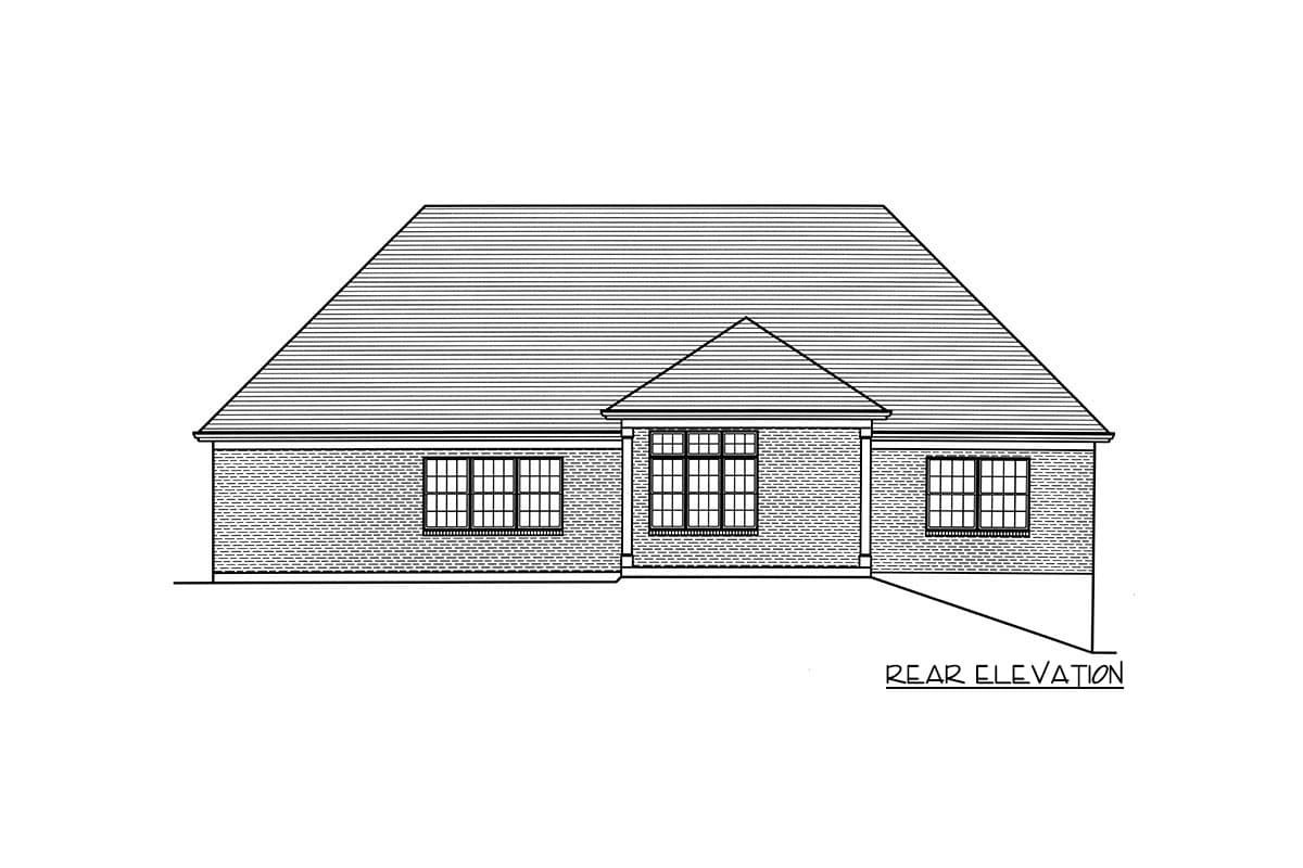 Plan 39308ST: One Level Home Plan with Brick and Stone Exterior and 2 Fireplaces - Image #4 - Country, Traditional