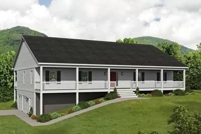 3-Car Country Ranch House Plan with a Drive-Under Garage and In-law Suite Potential