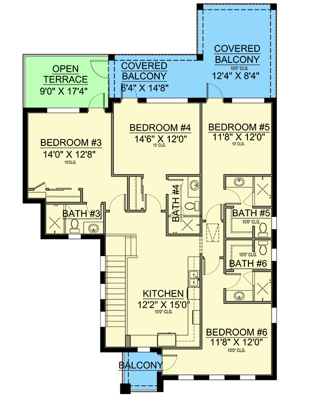 Plan 65682BS: Modern Two-level Home Plan with Second-level Kitchenette - Floor Plan - 2nd Floor - Coastal, Contemporary, Florida-Style, Modern