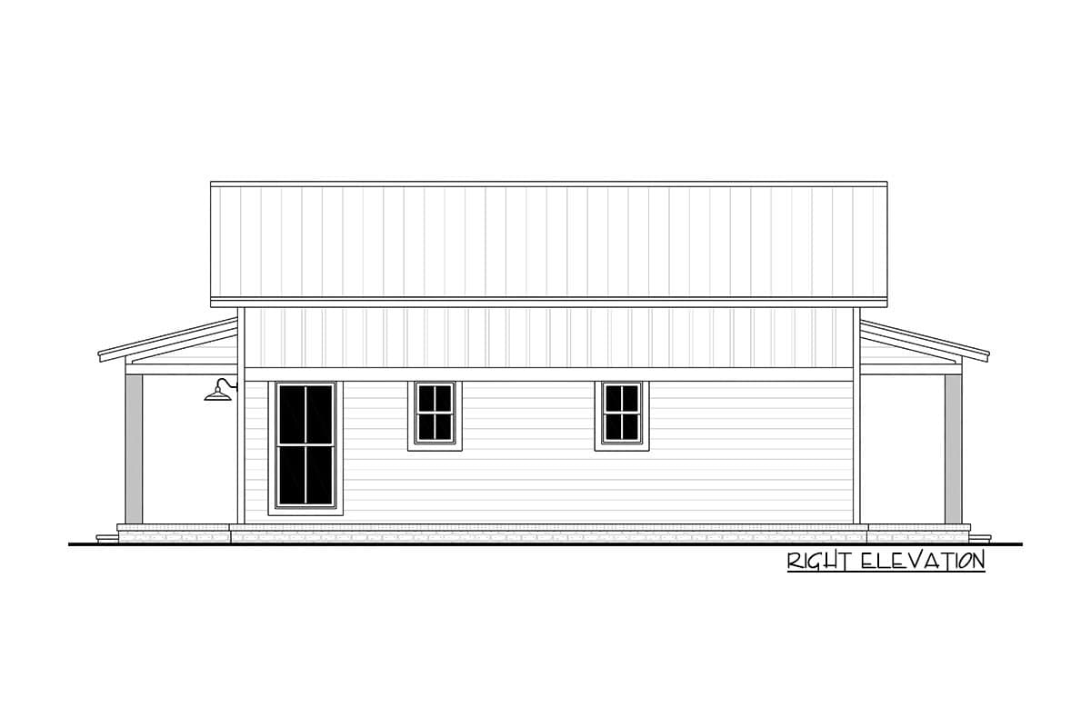 Plan 51866HZ: One Bed and Bath Farmhouse-style Cabin - 732 Sq Ft - Image #6 - Cottage, Country, Farmhouse, Vacation