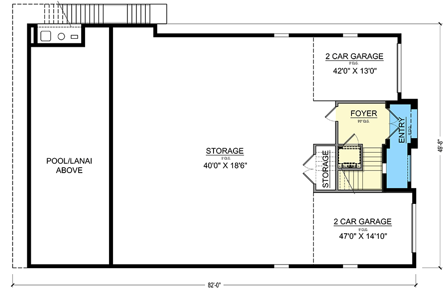 Plan 65683BS: Stucco-clad Beach Home Plan with Pool Concept - Floor Plan - Ground Level - Coastal, European, Florida-Style, Mediterranean, Southern, Transitional