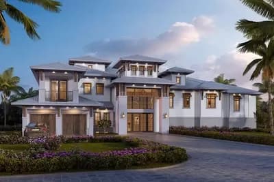 Luxury 4-Bed Home Plan with Cart Storage in 3-Car Garage