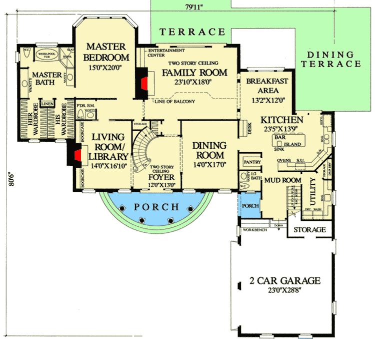 Plan 32570WP: Stately and Elegant - Floor Plan - Main Level - Georgian, Traditional