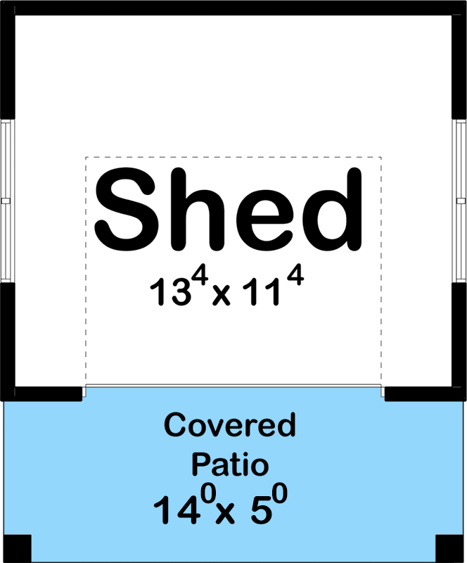 Plan 623001DJ: Country Shed with a Covered Patio in Front - Floor Plan - Main Level - Cottage, Country