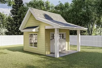 Country Shed with a Covered Patio in Front