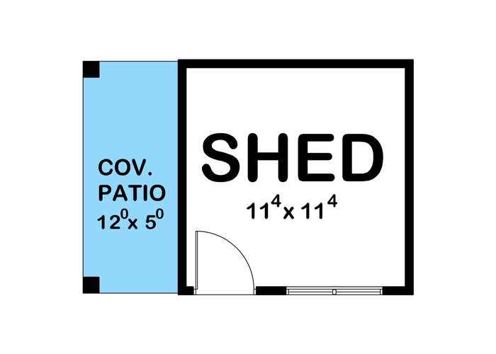 Plan 623002DJ: Cottage-style Shed with Side Porch - Floor Plan - Main Level - Cottage, Country