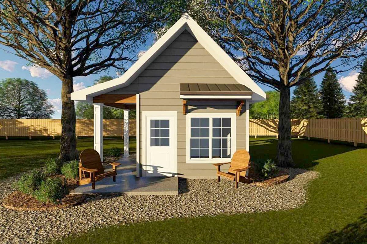 Plan 623002DJ: Cottage-style Shed with Side Porch - Image #6 - Cottage, Country