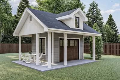 Stylish Country Shed with 2-Sided Porch