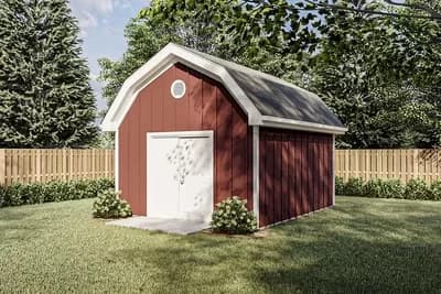 Barn-like Shed with Built-in Workbench