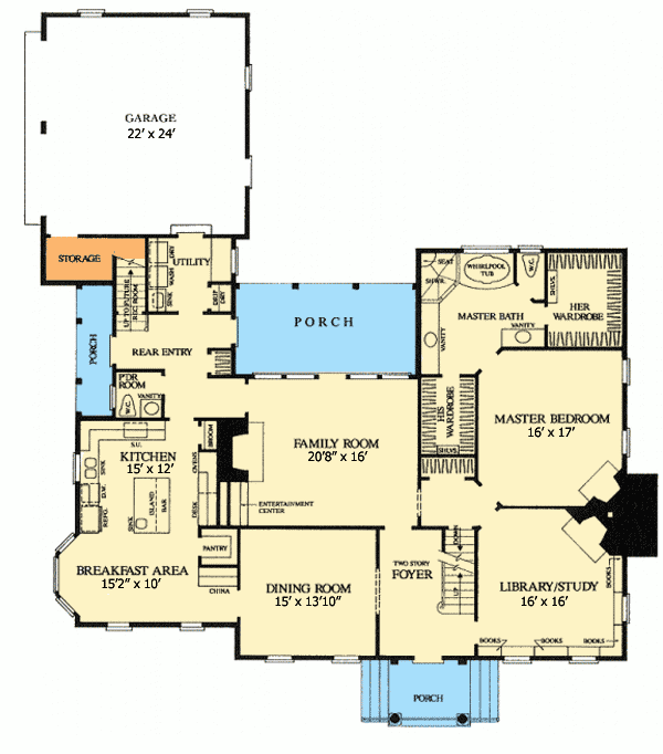 Plan 32583WP: Marvelous Kitchen - Floor Plan - Main Level - Cape Cod, Traditional