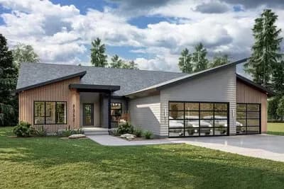 3-Bed Contemporary House Plan with Open-Concept Living Space - 1824 Sq Ft