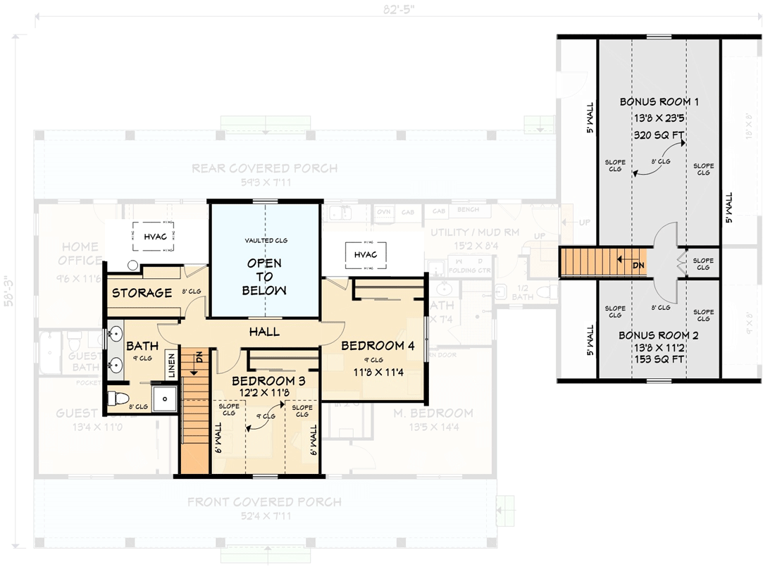 Plan 28945JJ: Modern Farmhouse Plan with Home Office and Optional Bonus Rooms - Floor Plan - 2nd Floor - Country, Farmhouse, Modern Farmhouse, New American