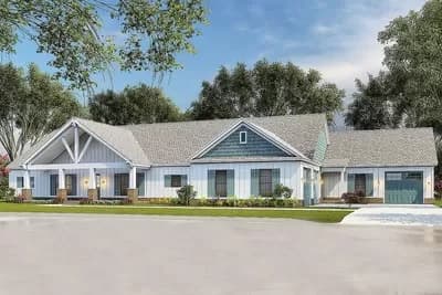 Multi-generational Ranch Home Plan with 1-Bed Apartment Attached - 3777 Sq Ft