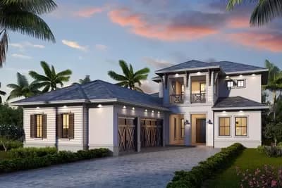 Coastal Transitional Home Plan with Second-level Loft