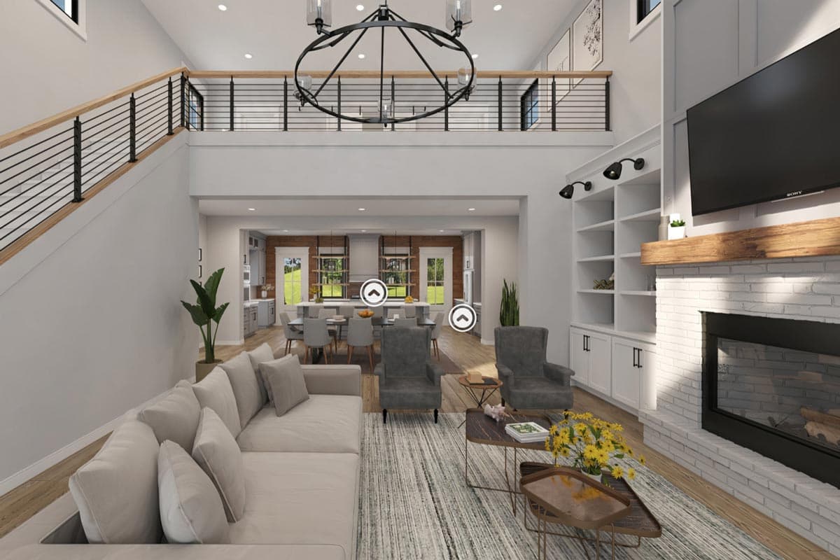 Plan 51867HZ: Rustic Farmhouse with Two-Story Great Room and Loft - 2992 Sq Ft - Virtual Tour Cover Image - Barndominium, Country, Farmhouse, Modern Farmhouse, New American, Rustic, Traditional