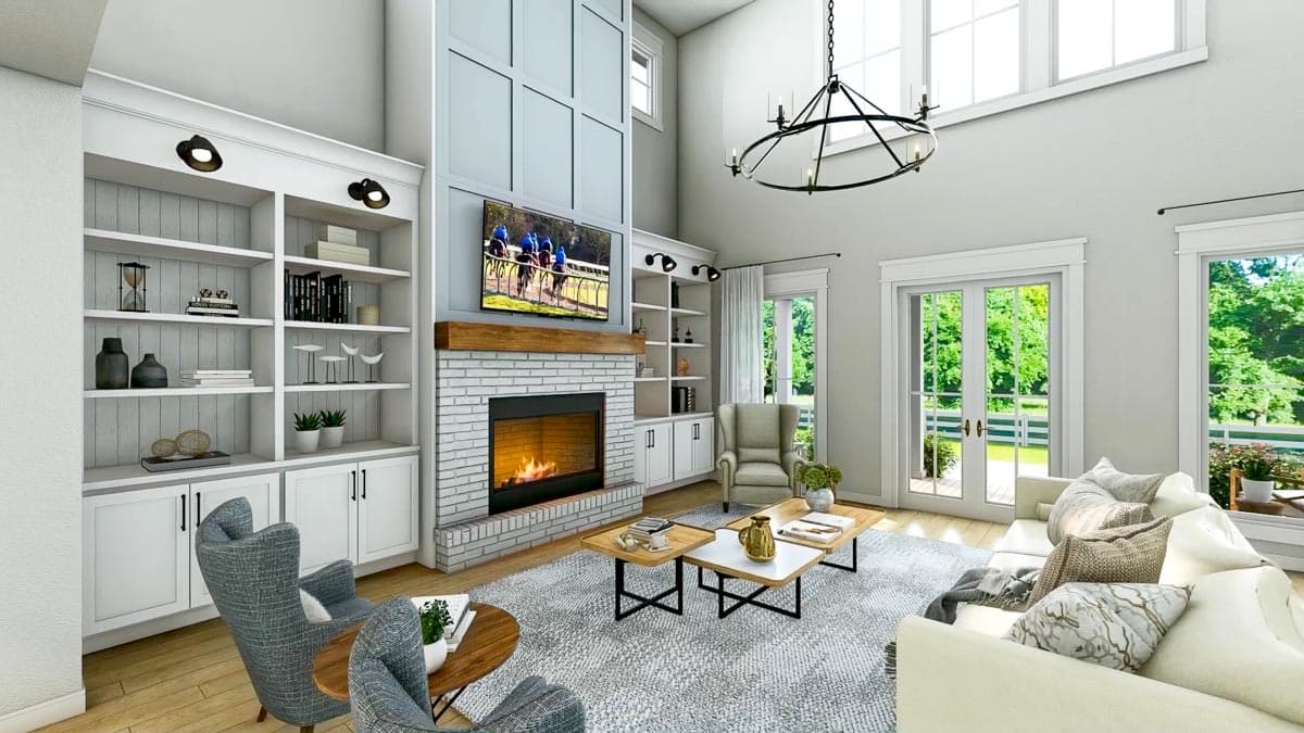 Plan 51867HZ: Rustic Farmhouse with Two-Story Great Room and Loft - 2992 Sq Ft - Image #8 - Barndominium, Country, Farmhouse, Modern Farmhouse, New American, Rustic, Traditional