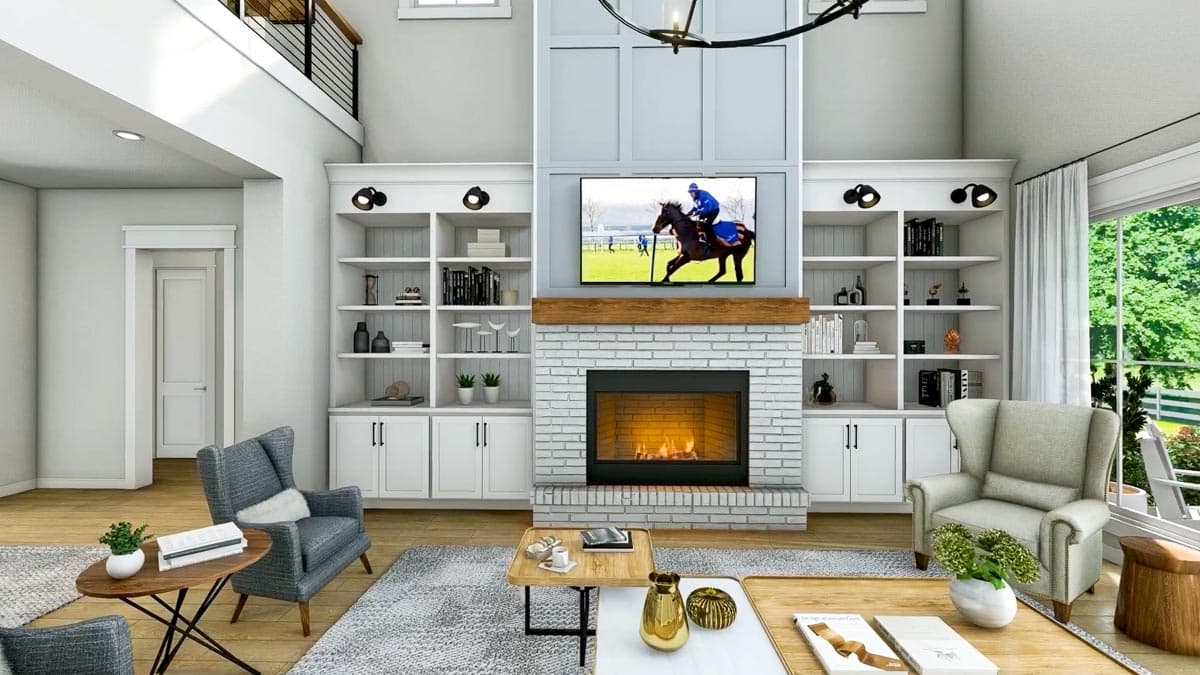 Plan 51867HZ: Rustic Farmhouse with Two-Story Great Room and Loft - 2992 Sq Ft - Image #7 - Barndominium, Country, Farmhouse, Modern Farmhouse, New American, Rustic, Traditional