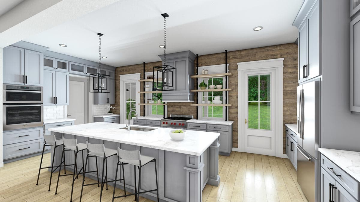 Plan 51867HZ: Rustic Farmhouse with Two-Story Great Room and Loft - 2992 Sq Ft - Image #10 - Barndominium, Country, Farmhouse, Modern Farmhouse, New American, Rustic, Traditional