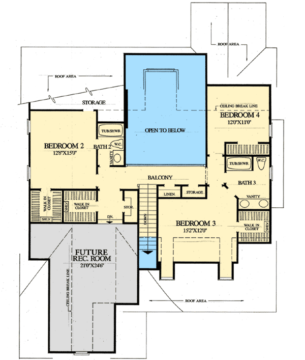 Plan 32589WP: Formal and Informal Areas - Floor Plan - 2nd Floor - Country, Traditional