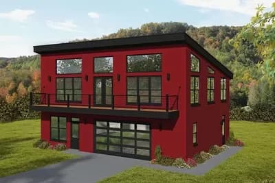 Modern Mountain Home Plan with Ground Floor Apartment