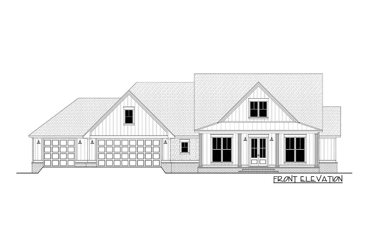 Plan 51868HZ: Open 3-Bed New American Farmhouse with 3-Car Garage - Image #34 - Country, Craftsman, Farmhouse, Modern Farmhouse, New American