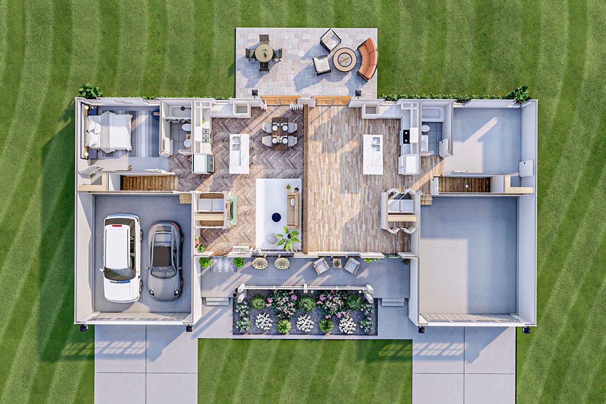 Plan 623015DJ: Multi-family Home Plan with Two 1-Bedroom Units - Image #13 - Cottage, Country, Craftsman, Ranch, Traditional
